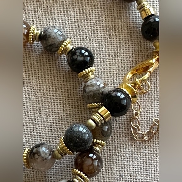 22 inch Black Cherry Blossom Agate Gemstone bead Necklace NWOT - Picture 12 of 15